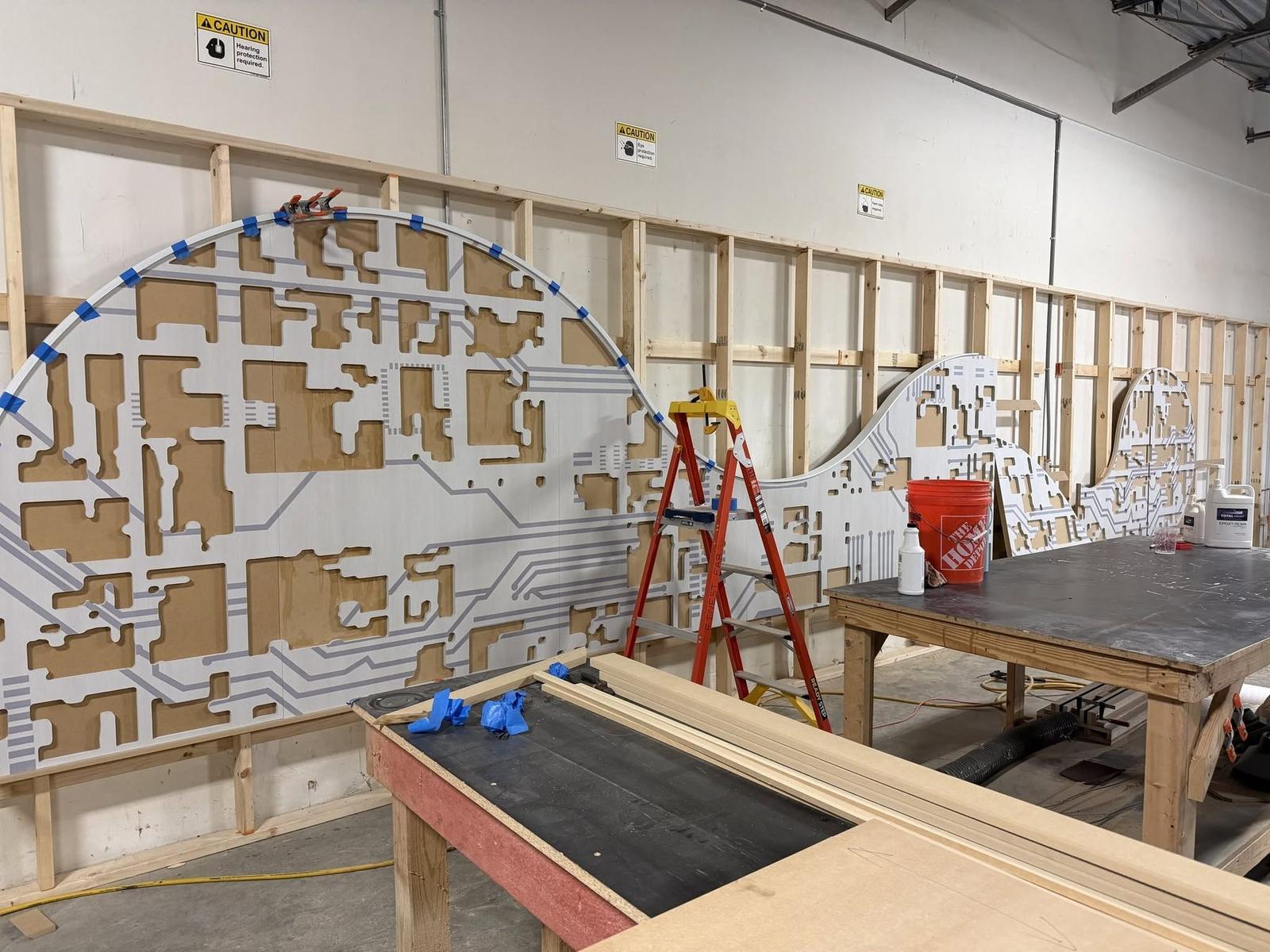 Feature wall in build in the Peachtree Corners shop